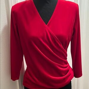 MSK Chic Red Velvet Wrap Top